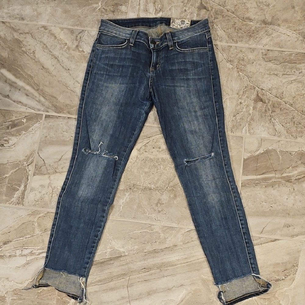 Siwy Women's Dark Blue Skinny Jeans with Knee Distressing